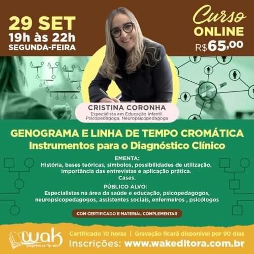 Curso on-line: Genograma e Linha de Tempo Cromática - Instrumentos para o Diagnóstico Clínico - Cristina Coronha