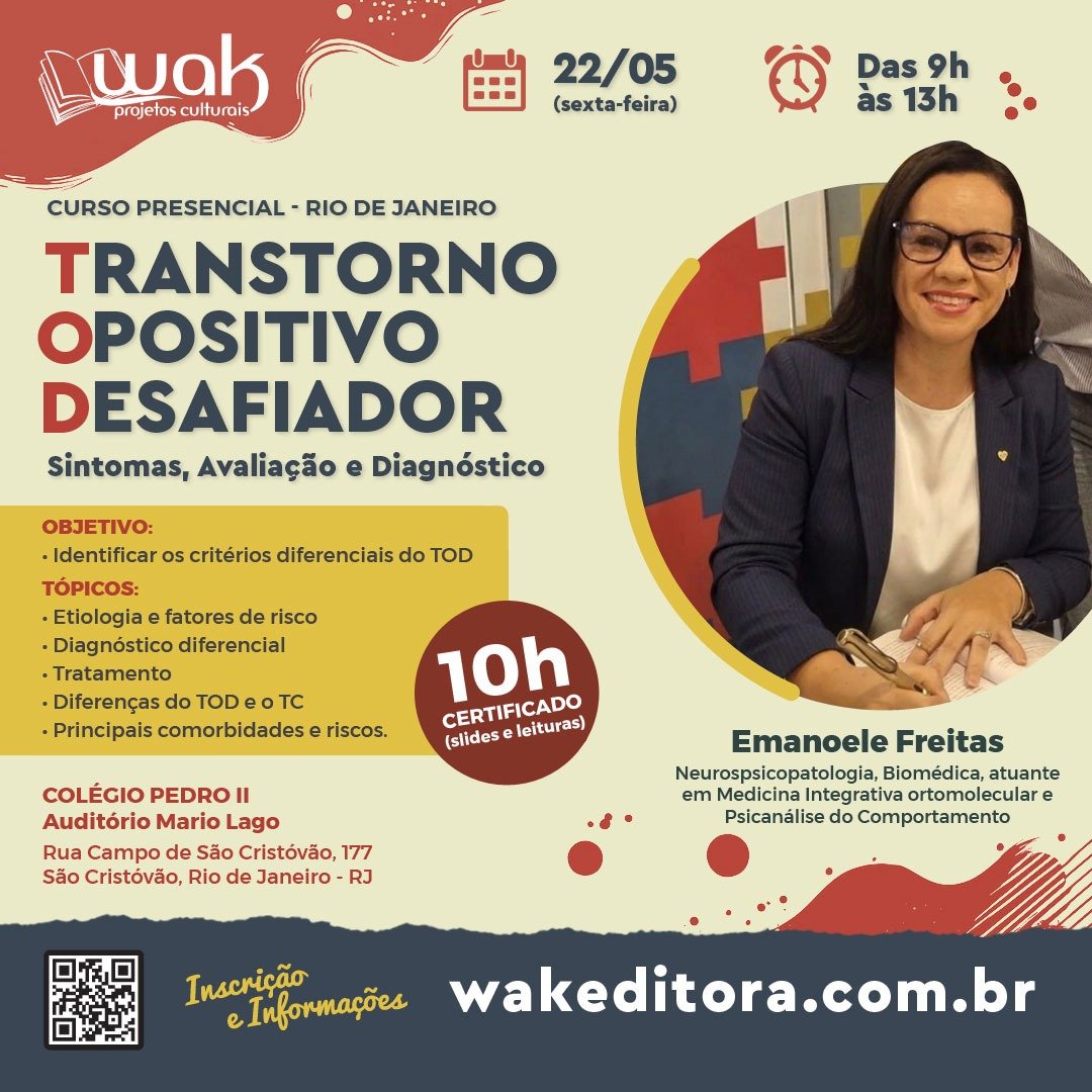 Curso Presencial : TOD - Transtorno Opositivo Desafiador - Emanoele Freitas 