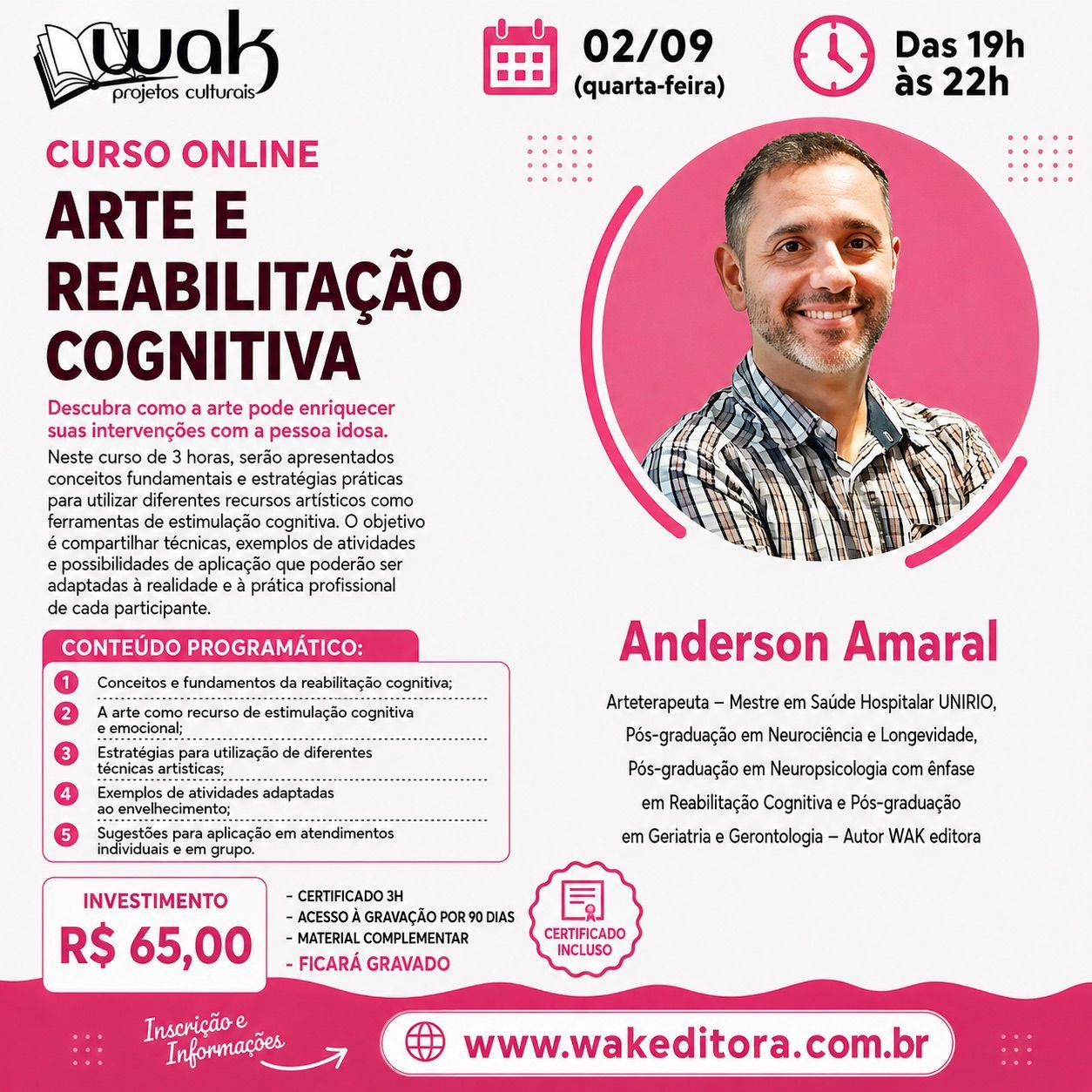 Curso on-line: Arte e Reabilitação Cognitiva - Anderson Amaral
